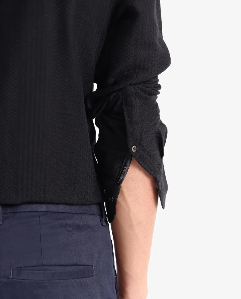 Rare Rabbit Men's Dobby Textured Plain Shirt