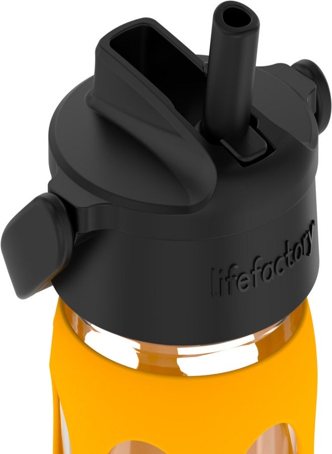 Lifefactory 16-Ounce Glass Water Bottle with Pivot Straw Cap and Protective Silicone Sleeve, Marigold - Image 3