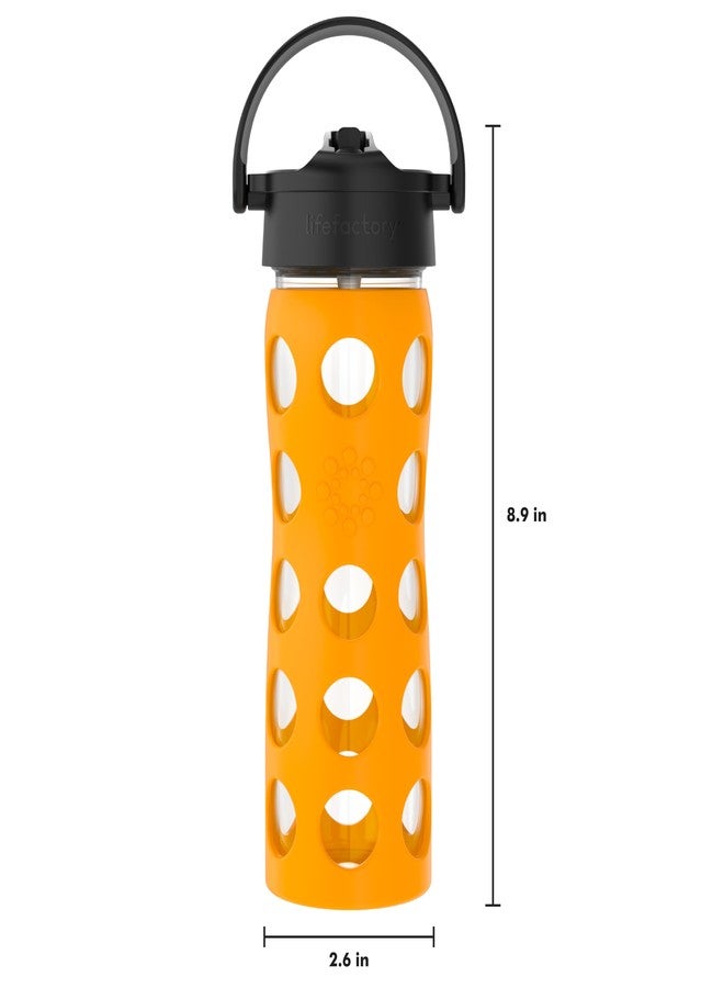 Lifefactory 16-Ounce Glass Water Bottle with Pivot Straw Cap and Protective Silicone Sleeve, Marigold - Image 5