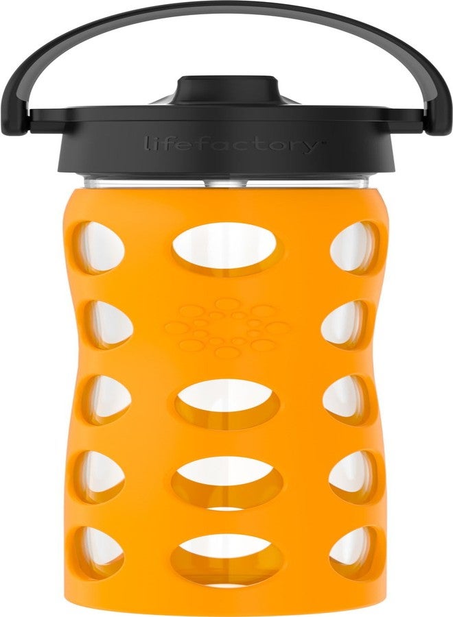 Lifefactory 16-Ounce Glass Water Bottle with Pivot Straw Cap and Protective Silicone Sleeve, Marigold - Image 1