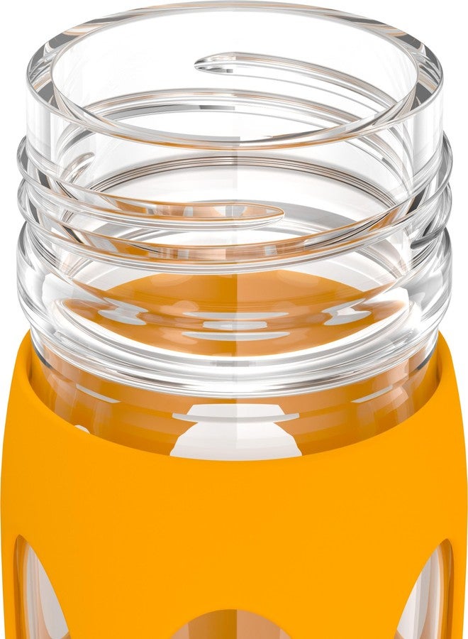 Lifefactory 16-Ounce Glass Water Bottle with Pivot Straw Cap and Protective Silicone Sleeve, Marigold - Image 4
