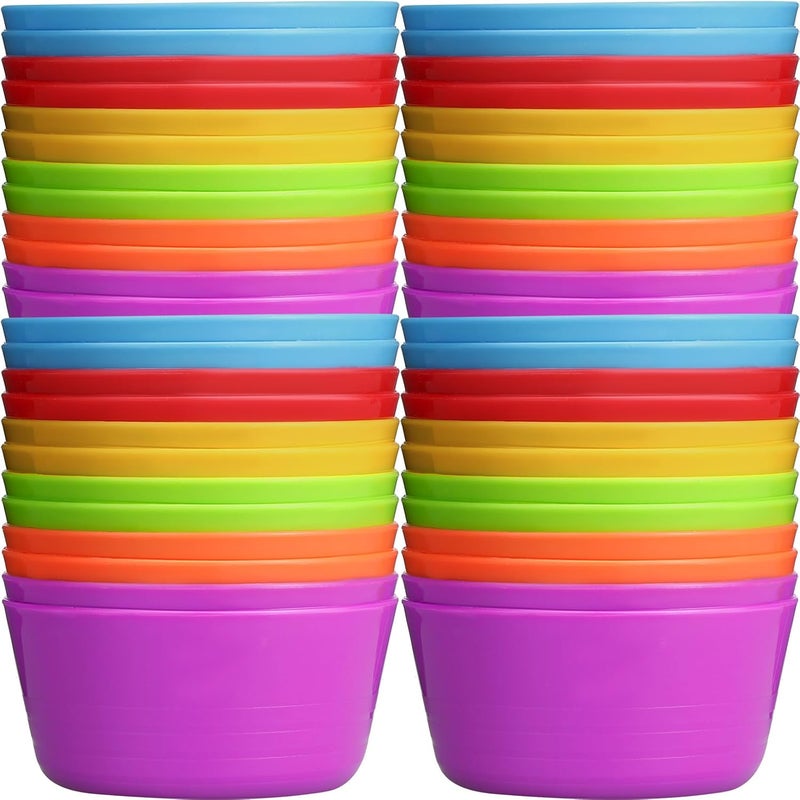 Foaincore Foaincore 36 Pcs Kids Plastic Bowls 10 oz Cereal Snack Microwave Dishwasher Safe Toddler Bowls Kids Colorful Snack Children Salad Dessert Soup Supplies 6 Color  - Image 1