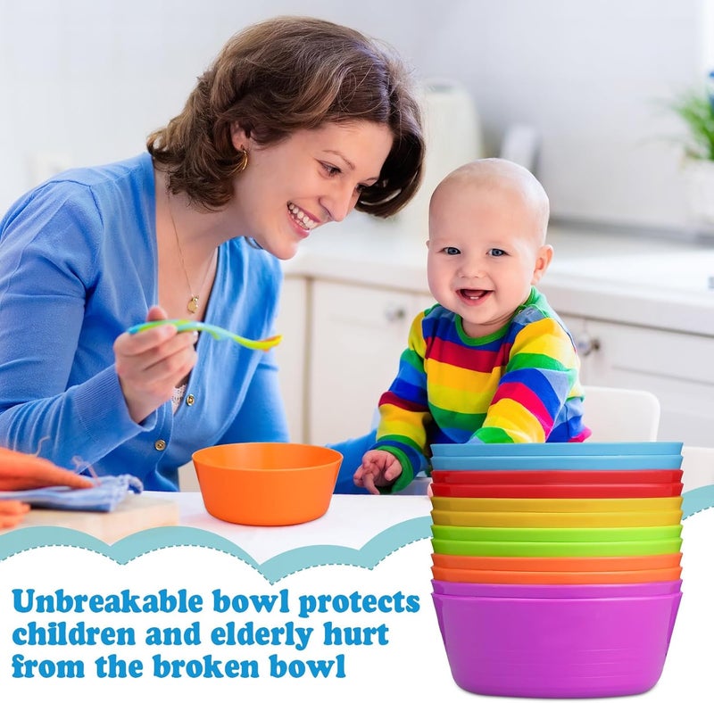 Foaincore Foaincore 36 Pcs Kids Plastic Bowls 10 oz Cereal Snack Microwave Dishwasher Safe Toddler Bowls Kids Colorful Snack Children Salad Dessert Soup Supplies 6 Color  - Image 4