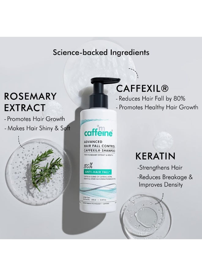 mCaffeine Advanced Hair Fall Control Caffexil® Shampoo with Keratin, Biotin & Rosemary | 80% Hair Fall Control | Reduces Breakage & Thinning | Shampoo for Men & Women | Sulphate Free - 250 ML - Image 3
