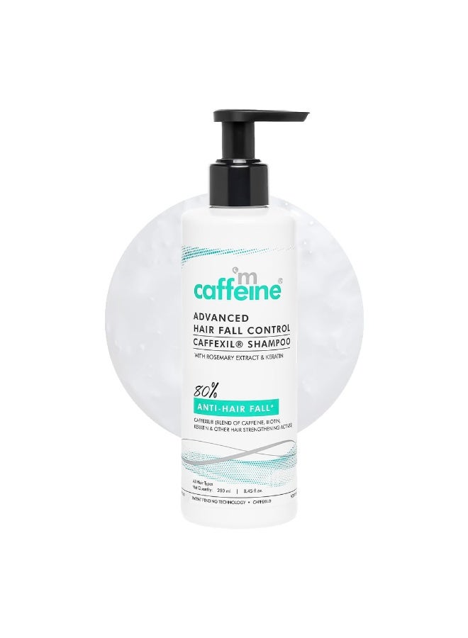 mCaffeine Advanced Hair Fall Control Caffexil® Shampoo with Keratin, Biotin & Rosemary | 80% Hair Fall Control | Reduces Breakage & Thinning | Shampoo for Men & Women | Sulphate Free - 250 ML - Image 1