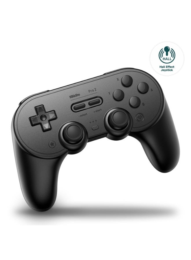 8بت دو يد تحكم 8Bitdo Pro 2 بتقنية البلوتوث لجهاز نينتندو سويتش / سويتش 2، مزودة بعصا تحكم بتقنية Hall Effect، وزرين خلفيين احترافيين (Pro Back Paddle)، وحدة تحكم لاسلكية للألعاب متوافقة مع سويتش، الحاسوب (PC)، أندرويد، ستيم ديك، وأجهزة آبل – إصدار أسود. - Image 1