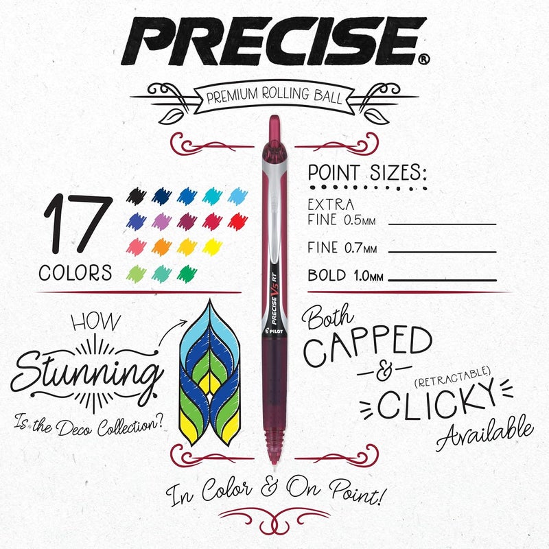 PILOT , Precise V10 RT Refillable & Retractable Rolling Ball Pens, Bold Point 1 mm, Purple, Pack of 12 - Image 3