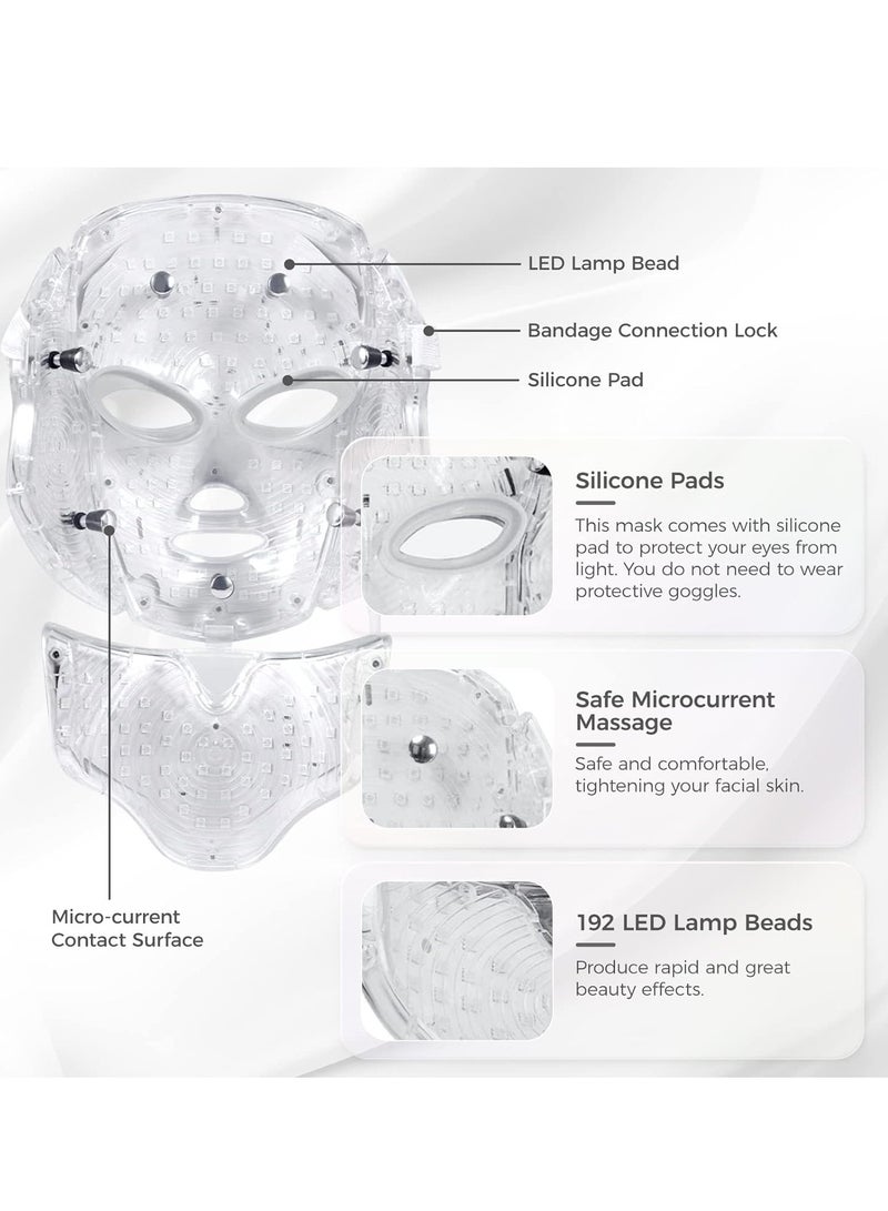 قناع الوجه العلاج بالضوء LED 7 ألوان العلاج بالضوء LED قناع الوجه العلاج بالضوء الأزرق والأحمر للوجه للحد من حب الشباب قناع العناية بالبشرة - Image 3