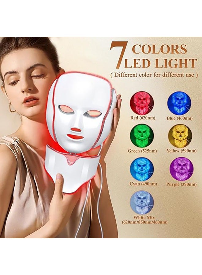 قناع الوجه العلاج بالضوء LED 7 ألوان العلاج بالضوء LED قناع الوجه العلاج بالضوء الأزرق والأحمر للوجه للحد من حب الشباب قناع العناية بالبشرة - Image 4