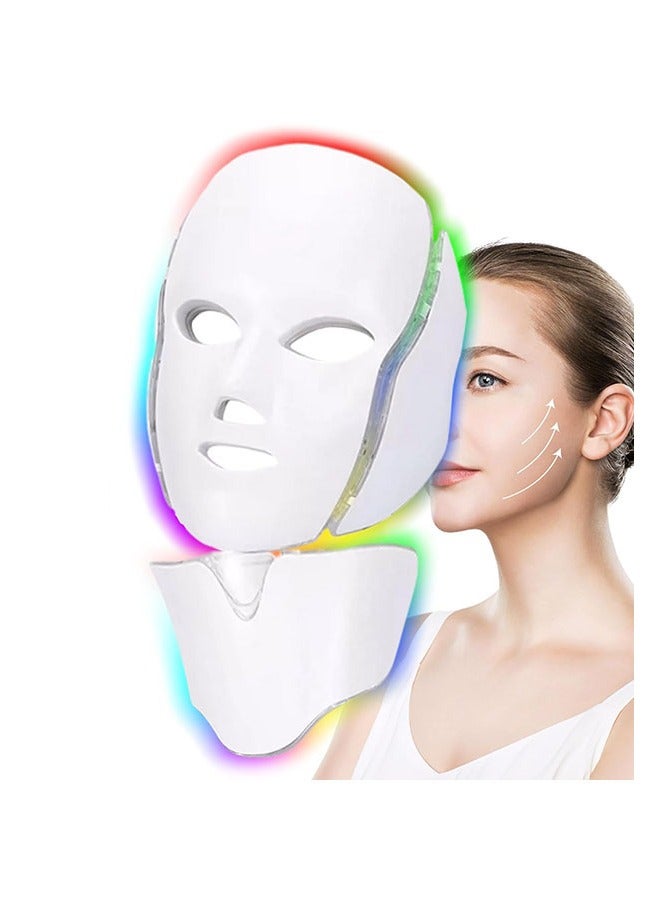 قناع الوجه العلاج بالضوء LED 7 ألوان العلاج بالضوء LED قناع الوجه العلاج بالضوء الأزرق والأحمر للوجه للحد من حب الشباب قناع العناية بالبشرة - Image 1