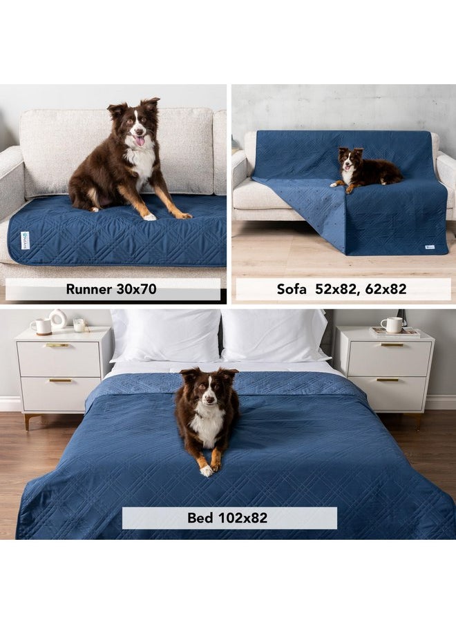 PetAmi PetAmi Waterproof Couch Cover for Dogs, Waterproof Pet Blanket, Reversible Furniture Cover Sofa Protector for Pet Cat Bed, Washable Waterproof Blanket Dog Cover for Couch Seat, 68x82 Blue  - Image 4