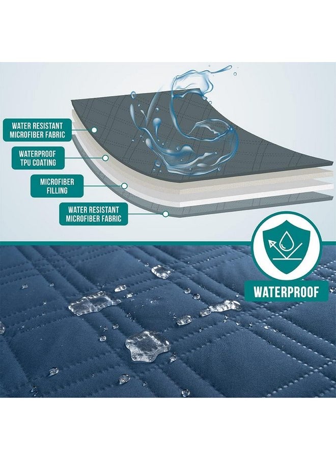 PetAmi PetAmi Waterproof Couch Cover for Dogs, Waterproof Pet Blanket, Reversible Furniture Cover Sofa Protector for Pet Cat Bed, Washable Waterproof Blanket Dog Cover for Couch Seat, 68x82 Blue  - Image 3