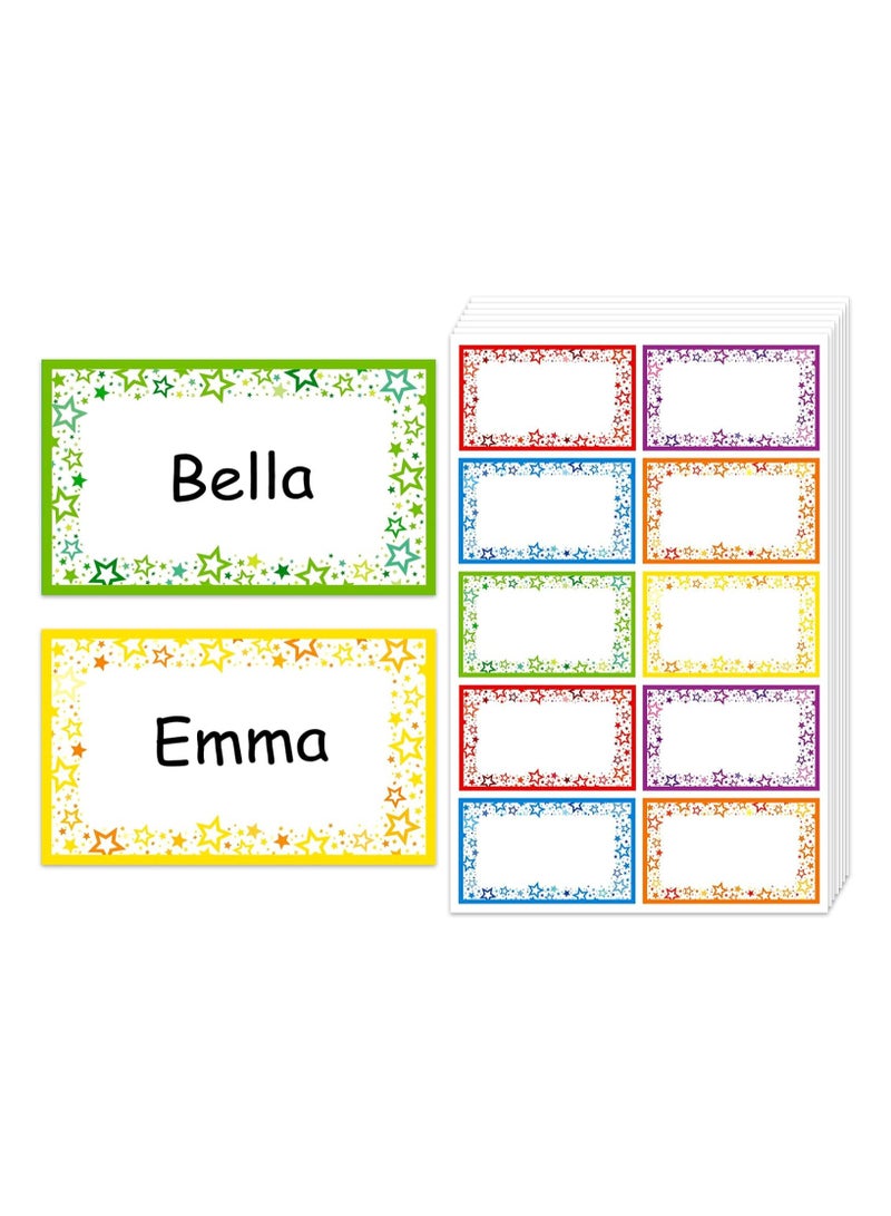 48 Name Tag Stickers for Kids Colorful Name Labels Stickers Desk Name Tags for Classroom Clothes Storage Bins Daycare Basket Labels Blank Stickers to Write on Back to School Teachers Supplies