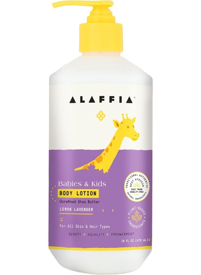 Alaffia EveryDay Shea Body Lotion, Gentle for Babies and Up, Gently Helps Clean Skin and Calm Children with Shea Butter, Lemon Balm, and Lavender Oil, Fair Trade, Lemon Lavender, 16 Fl Oz - Image 1