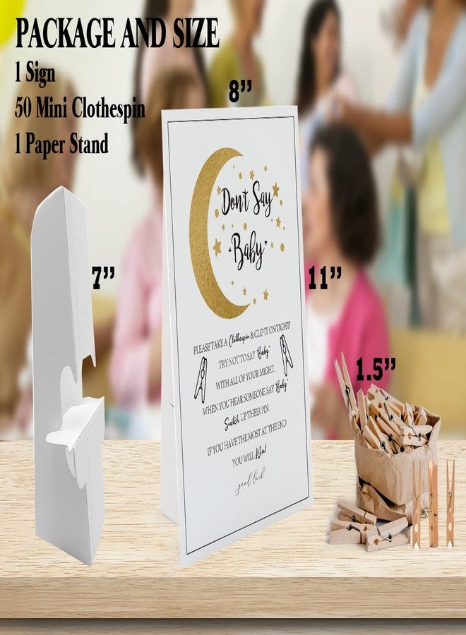 GNATV Twinkle Little Star Don't Say Baby Game (1 Sign And 50 Mini Natural Clothespins) Don't Say Baby Baby Shower Game, Baby Shower Decorations, Baby Shower Games Gender Neutral (2DS15) - Image 3