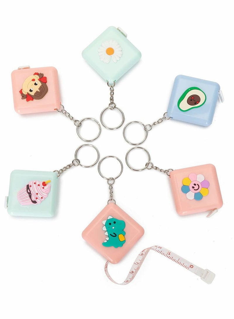 Y&D Tape Measure with Key Chain, Retractable Mini Cute Portable Home Measure, Soft Tool for Body Measurement Fabric (6 Pcs) - Image 1