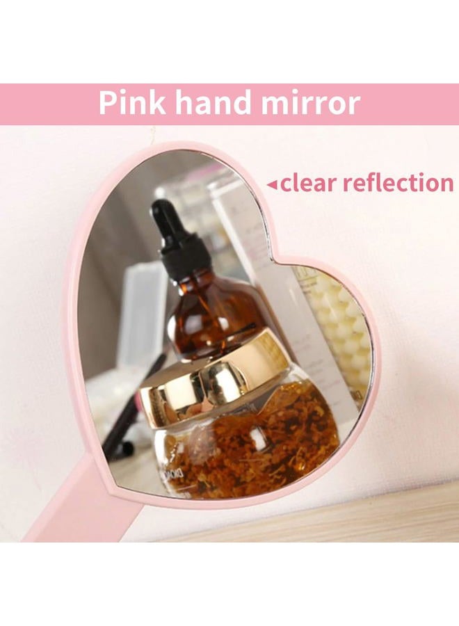 TBWHL Heart-Shaped Travel Handheld Mirror, Cosmetic Hand Mirror with Handle Pink - Image 4