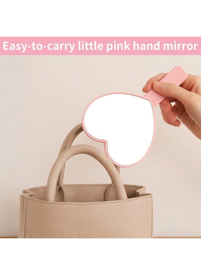 TBWHL Heart-Shaped Travel Handheld Mirror, Cosmetic Hand Mirror with Handle Pink - Image 5