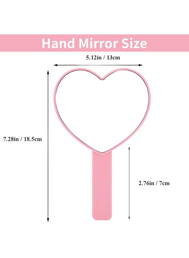 TBWHL Heart-Shaped Travel Handheld Mirror, Cosmetic Hand Mirror with Handle Pink - Image 2