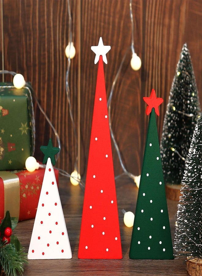 KINYFY 3 Pcs Wooden Christmas Trees, Wooden Christmas Tree Tabletop Decorations, Double-Sided Tiered Tray Centerpieces Xmas Trees Decor for Home, Farmhouse, Party Supplies (Xmas Tree) - Image 1