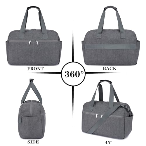 Leamekor 17 Small Gym Bag for Womens Mens Personal Item Travel Duffle Bag with Wet Pocket and Trolley Sleeve Under Seat Weekender Carry on Luggage Grey - Image 3