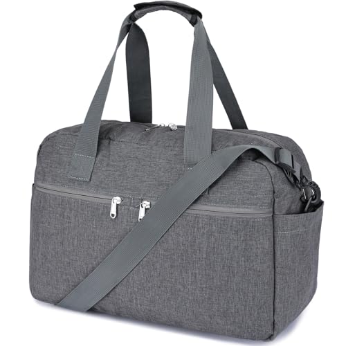 Leamekor 17 Small Gym Bag for Womens Mens Personal Item Travel Duffle Bag with Wet Pocket and Trolley Sleeve Under Seat Weekender Carry on Luggage Grey - Image 1