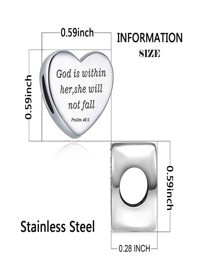 MUERDOU Heart Charm Fit Charms Bracelet Christian Bible Verse Charm Prayer Faith Religious Jewelry Gifts for Women - Image 2