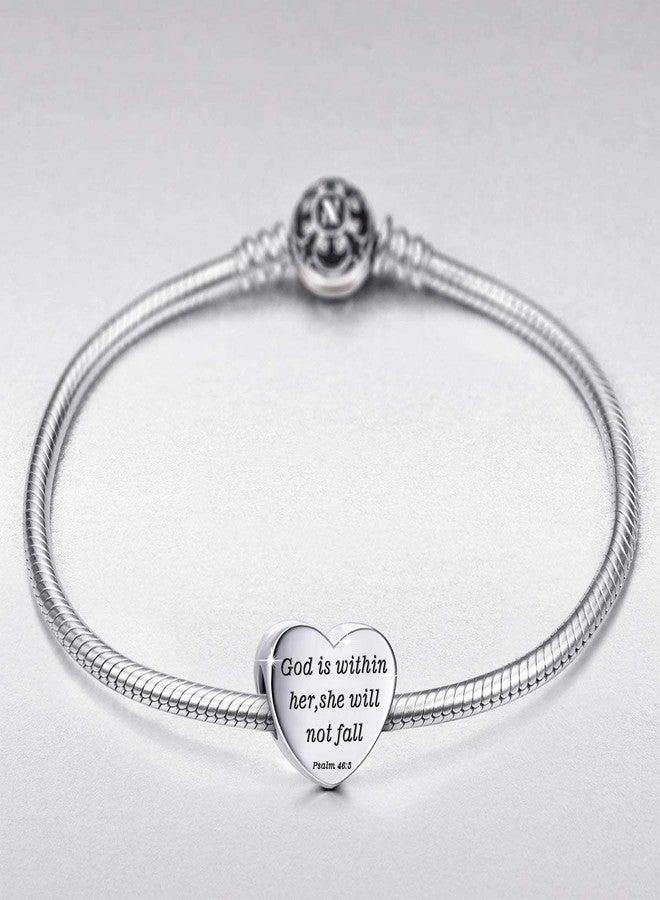 MUERDOU Heart Charm Fit Charms Bracelet Christian Bible Verse Charm Prayer Faith Religious Jewelry Gifts for Women - Image 4