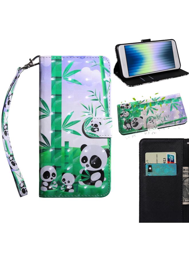 اس-توب جراب لهاتف iPhone SE 2022 مصنوع من الجلد بنمط رسم ثلاثي الأبعاد ورسومات ملونة - Image 1