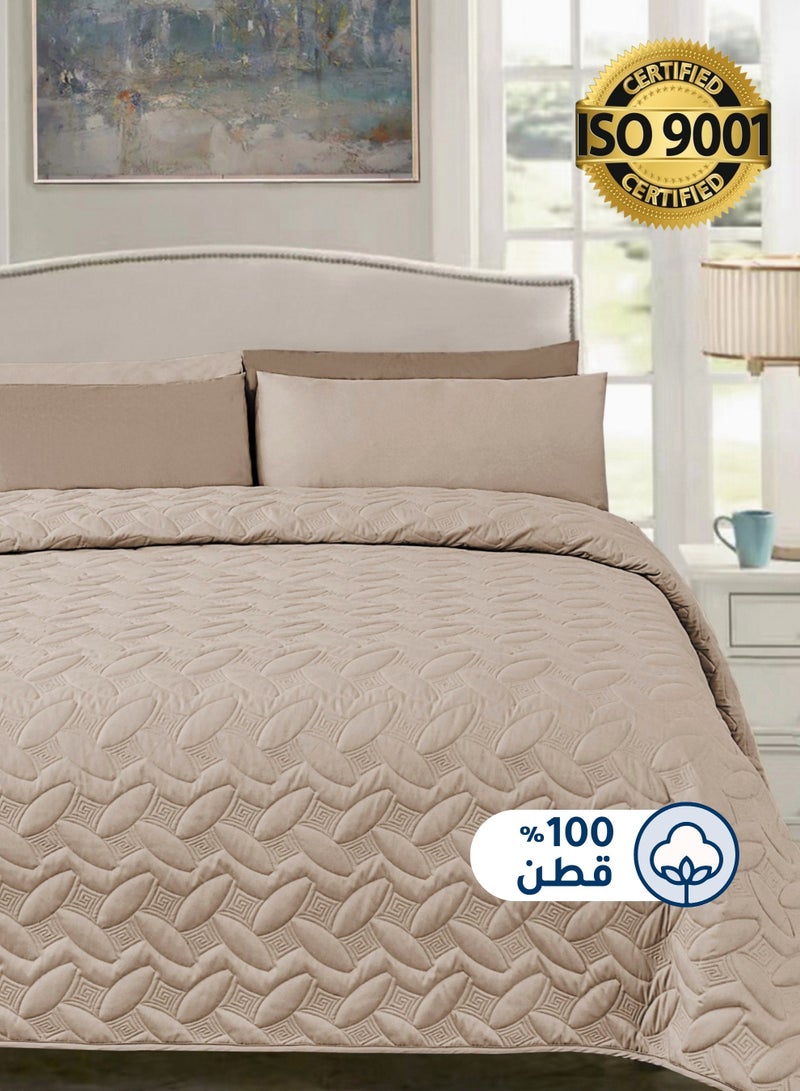 Master Home Textile 4Piece Cotton Bedspread Set Fits 200 x 200 cm Double Size Bed King Size Compressed Comforter Set Elmira Series - Image 1