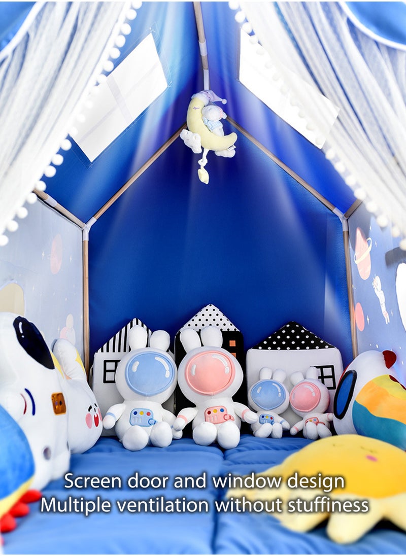 Kids Play Tent Playhouse Indoor Outdoor Boys Toddler Large Castle Play House Spaceship Tent, Outer Space Rocket Blue