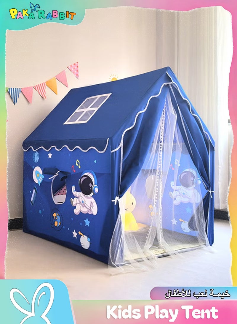 Paka Rabbit Kids Play Tent Playhouse Indoor Outdoor Boys Toddler Large Castle Play House Spaceship Tent, Outer Space Rocket Blue - Image 1