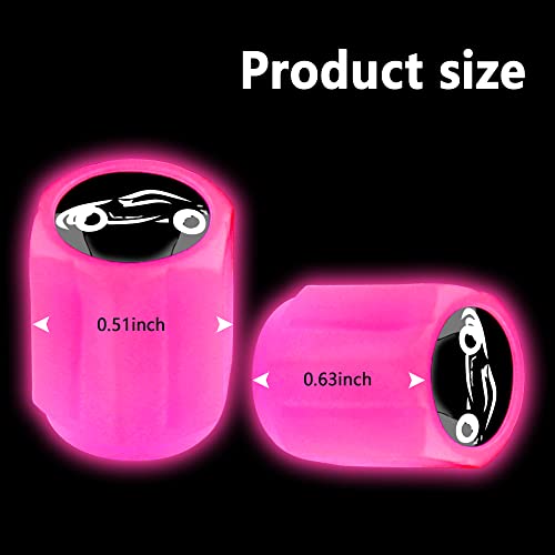 Aokdom 16PCS Fluorescent Tire Valve Stem Caps,Luminous Auto Wheel Air Valve Cap,Universal Decoration Accessories for Car/SUV/Bicycle/Trucks/Motorcycles,Cool Car Gifts (Car/Pink-16pcs) - Image 2