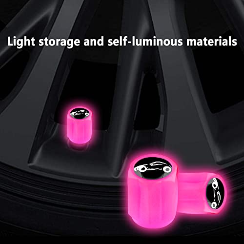 Aokdom 16PCS Fluorescent Tire Valve Stem Caps,Luminous Auto Wheel Air Valve Cap,Universal Decoration Accessories for Car/SUV/Bicycle/Trucks/Motorcycles,Cool Car Gifts (Car/Pink-16pcs) - Image 4