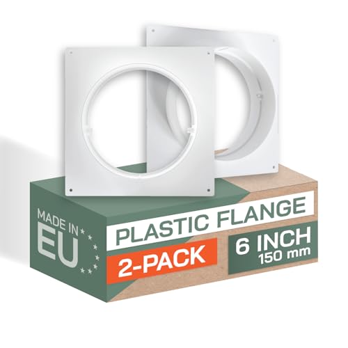 Vent Systems Round 6" Inch Pack of 2 White Air Vent Duct Connector Flange - Plastic Straight Air Supply, Exhaust Ducting Pipe Connector Plate for Dryer Vent - Cooling/Heating Ventilation System HVAC - Image 1
