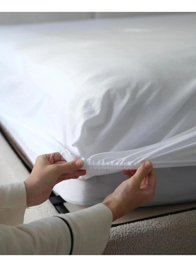 Livenza Home  3 Pcs Set- 1 x Fitted Sheet 160 x 200cm with 2 x Pillow Case Plain White; Size: Queen - Image 2