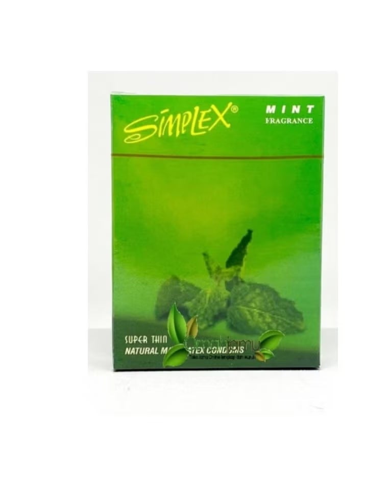Simplex Super Thin Mint Fragrance Natural Latex Male Condoms - 3 Pieces