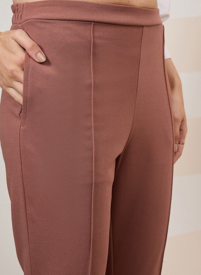 Athena Brown Sleeveless Blazer And Trousers Set For Women - Image 3