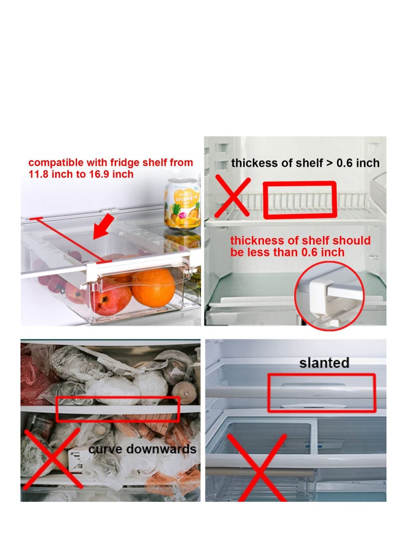 SYOSI Small Fridge Drawer Organizer, Mini Refrigerator Drawers Storage Box,  Fit for Fridge Shelf Under, Pull Out Refrigerator Storage Drawers for Food, Drinks, Dividers Are Removable, 0.6" (4-grid) - Image 5