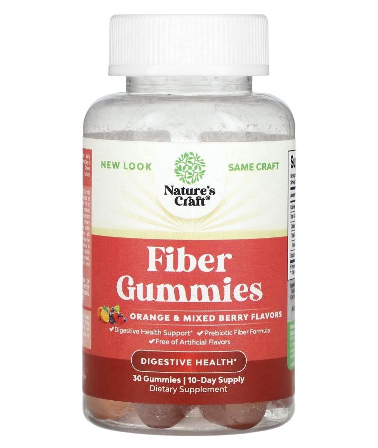Nature's Craft Fiber Gummies Orange & Mixed Berry 30 Gummies