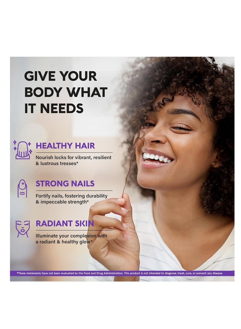 Biotin Collagen Keratin Clinically Tested Supplement Hair Growth Support Skin & Nails 25000 mcg Vitamins B2 B3 B6 & B7 B1 & Hyaluronic Acid 60 Capsules  - Image 5