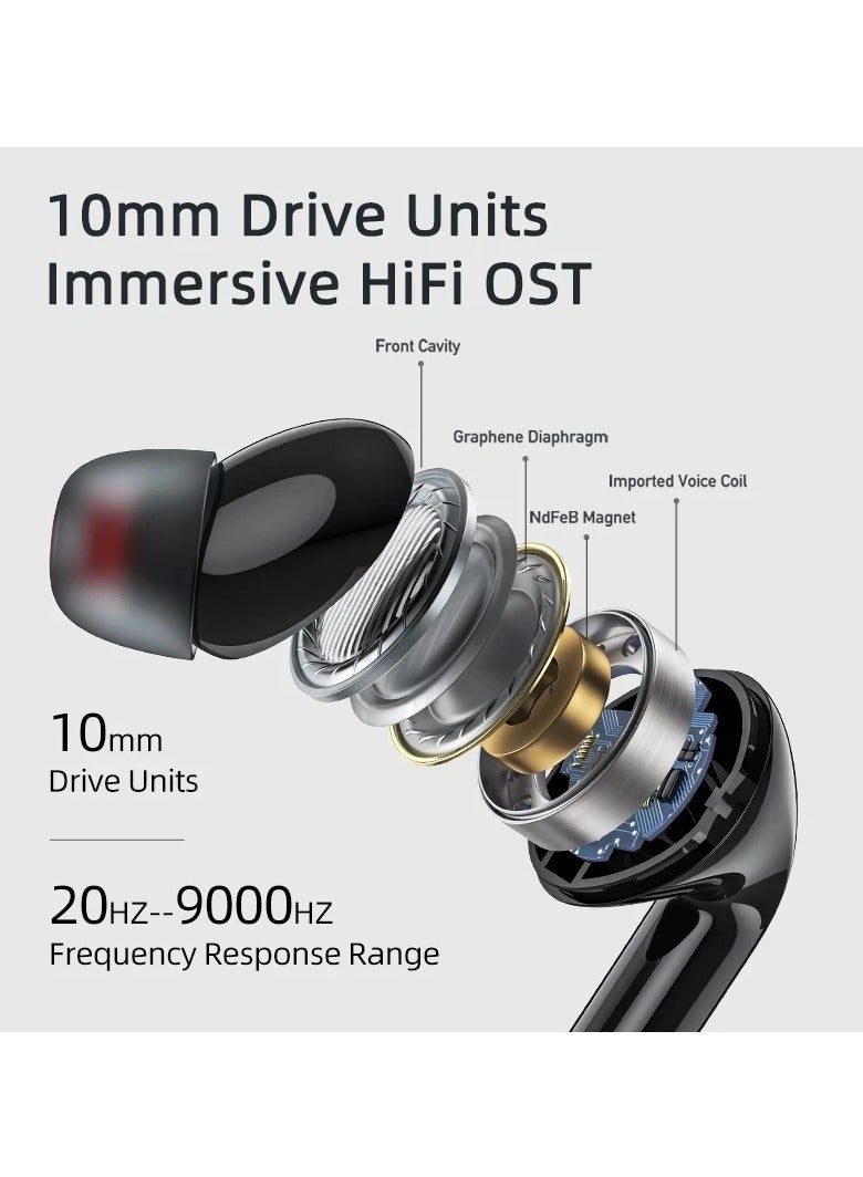 Awei TA8 Bluetooth Earphones - Active Noise Cancellation, Waterproof, Long Battery, Digital Display Black  - Image 4
