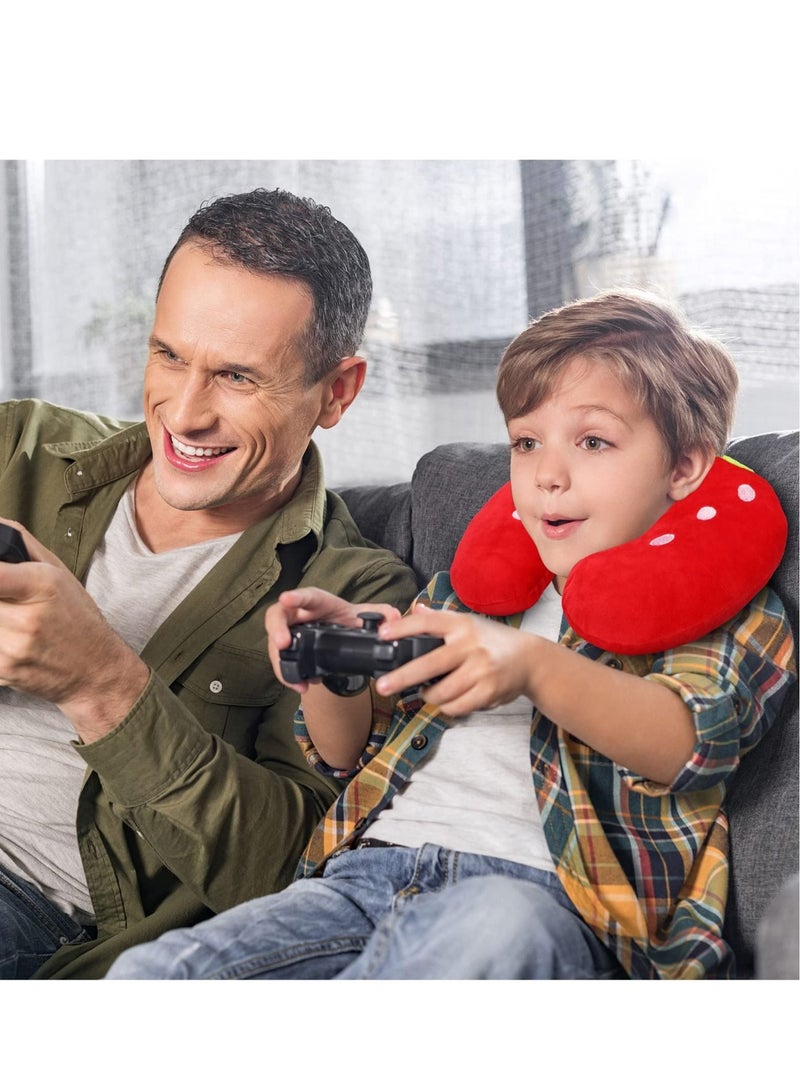 KASTWAVE وسائد للرقبة للأطفال - مجموعة من 4 وسائد ناعمة على شكل حرف U، وسادة مريحة من قطن البولي بروبيلين لمقعد السيارة هدية للأطفال أثناء نومهم بالطائرة - Image 3