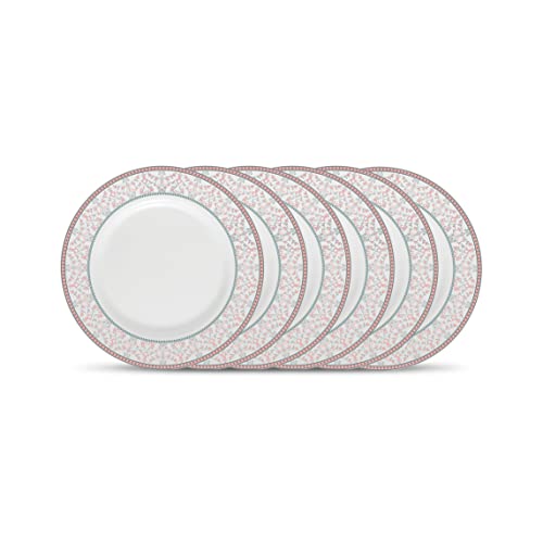La Opala Diva Sovrana Collection Opal Glass Crockery | Full Plate Set of 6 Moroccan Pink | Dinner Plate for Dining & Gifting | Microwave Safe | 100% Vegetarian | Extra Strong | Super Light & White - Image 1