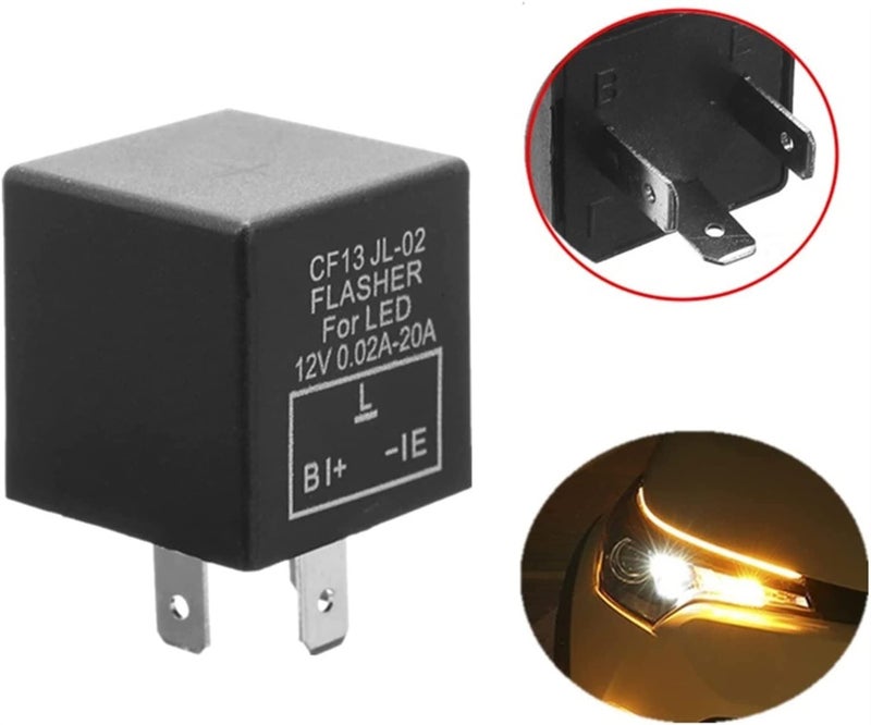 CF13 12V 3 Pin Electronic Car Flasher Relay Fix LED Turn Signal Hyper Flash Blinking Light - Image 3