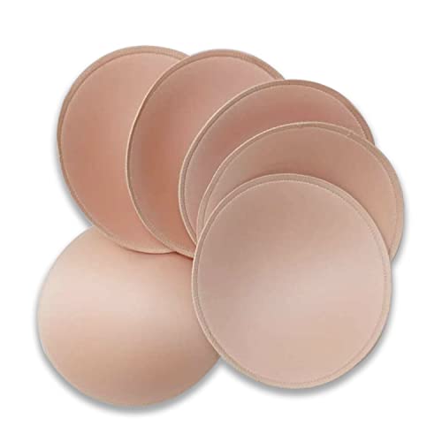 WMugthome 3 pairs C/D/DD Cup Round Soft Bra Inserts Pads Removable for Sport Bra Cups insert and Bikini Top Swimsuit Inserts (DDD/F CUP, Beige) - Image 1