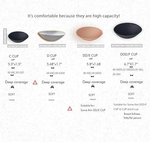 WMugthome 3 pairs C/D/DD Cup Round Soft Bra Inserts Pads Removable for Sport Bra Cups insert and Bikini Top Swimsuit Inserts (DDD/F CUP, Beige) - Image 2
