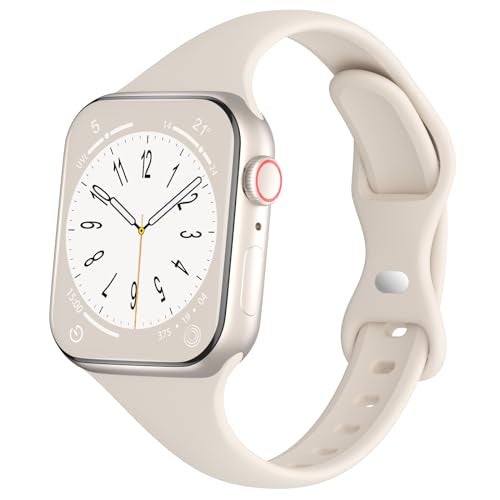 DYKEISS Sport Slim Silicone Band Compatible for Apple Watch Band 38mm 42mm 40mm 44mm 41mm 45mm 49mm, Thin Soft Narrow Replacement Strap Wristband for iWatch Ultra Series 8/7/SE/6/5/4/3/2/1 Women Men - Image 1
