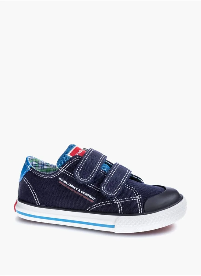 Pablosky Boys' Stitch Detail Sneakers with Hook and Loop Closure