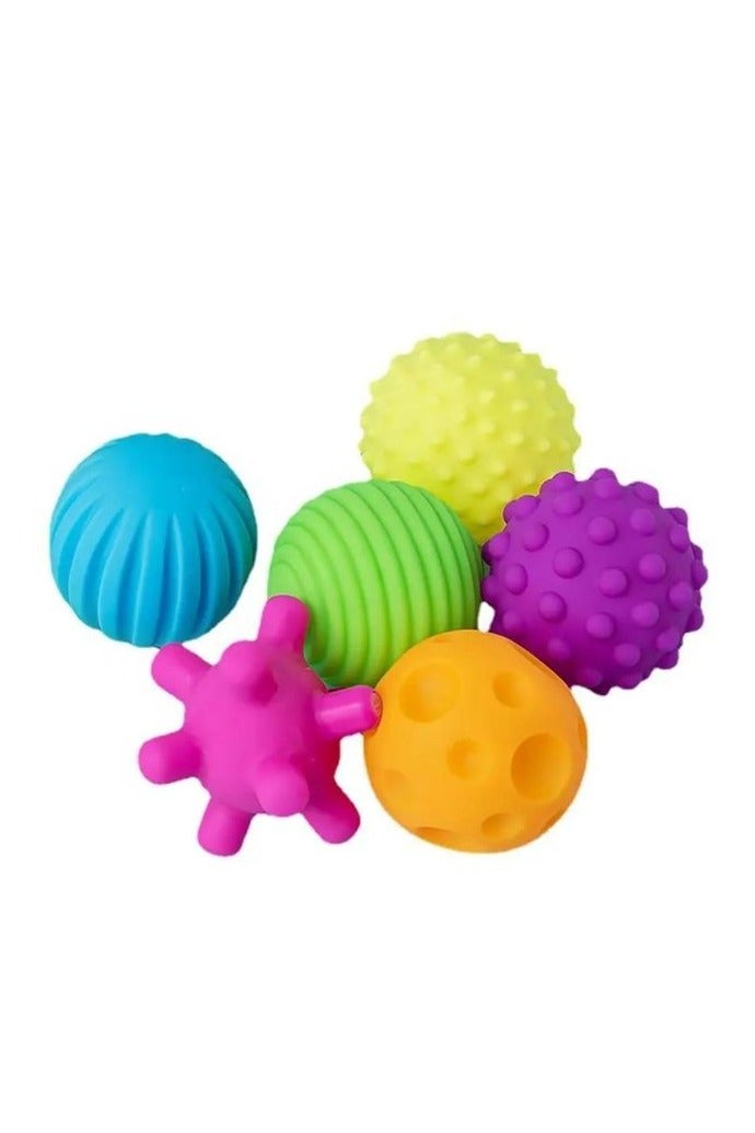 هابي بيبي مجموعه كرات استحمام للأطفال - مجموعة من 6 كرات ملونة مختلفة الأشكال، ناعمة الملمس ومثالية للمساج ولعب الأطفال الرضع والأكبر سنًا، تساعد على تنمية المهارات الحركية والبصرية._ العاب استحمام للأطفال ـ العاب اطفال مائيه ـ هديه للاطفال ـ لعبه تسليه للاطفال ـ العاب اطفال - Image 3
